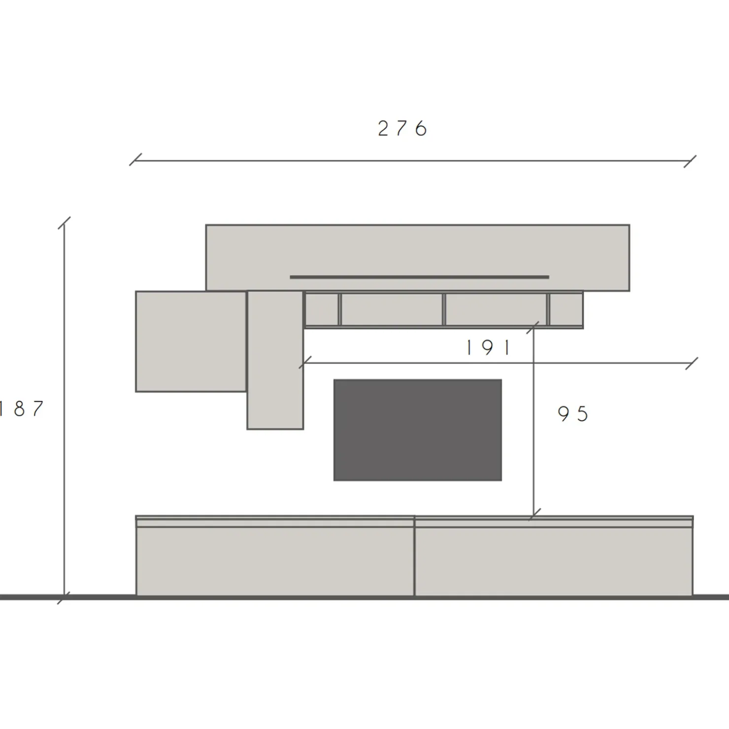 Garnero Arredamenti Parete attrezzata 276x187h cm bianco lucido rovere chiaro Sunset 17 Rovere - Bianco Lucido Discount