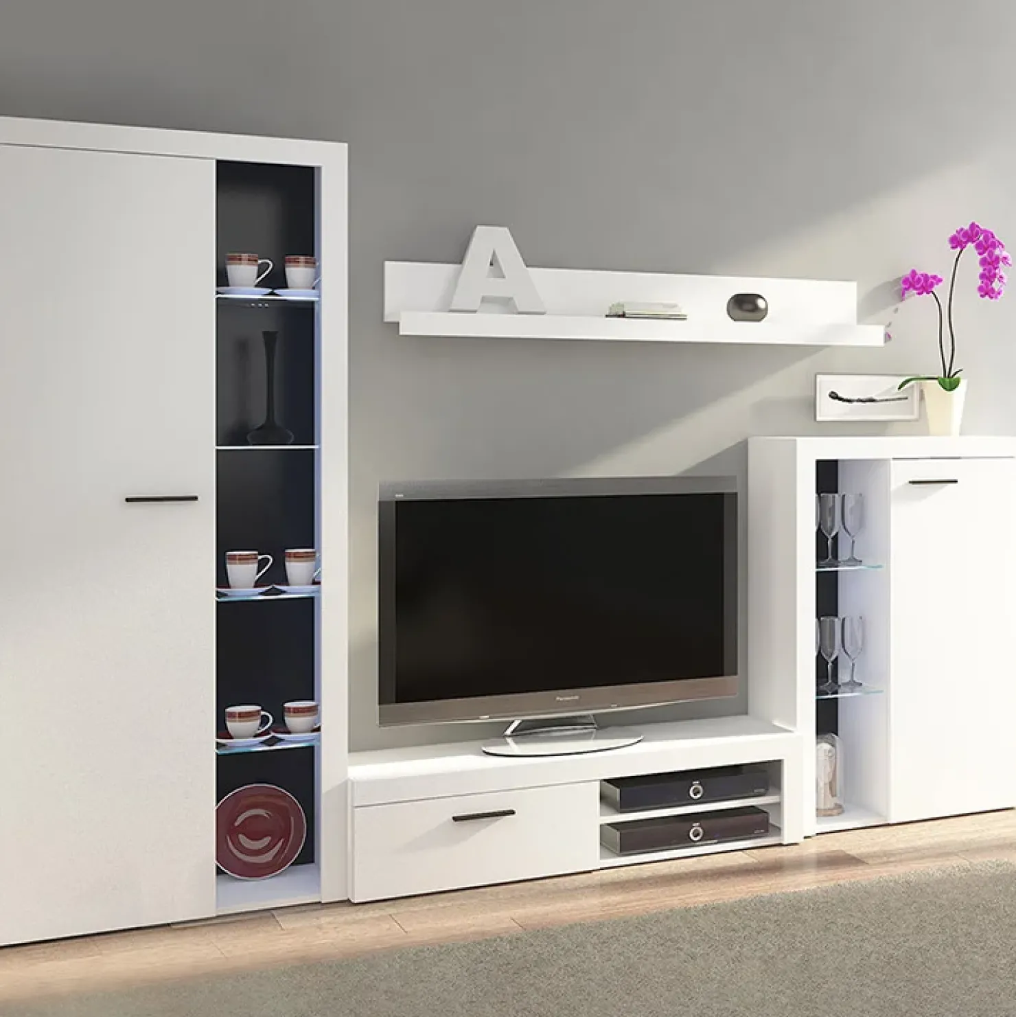 Garnero Arredamenti Parete attrezzata 270x190h cm bianco Edimburgo Hot