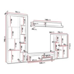 Garnero Arredamenti Parete attrezzata 270x190h cm bianco Edimburgo Hot