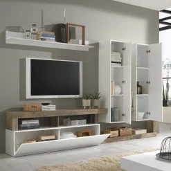 Garnero Arredamenti Parete attrezzata 277x200h cm bianco lucido pero soggiorno Invictus Bianco Lucido - Rovere Rustico Hot