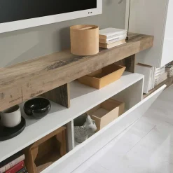 Garnero Arredamenti Parete attrezzata 277x200h cm bianco lucido pero soggiorno Invictus Bianco Lucido - Rovere Rustico Hot