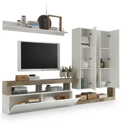 Garnero Arredamenti Parete attrezzata 277x200h cm bianco lucido pero soggiorno Invictus Bianco Lucido - Rovere Rustico Hot