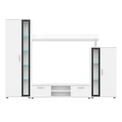 Garnero Arredamenti Parete attrezzata 256x182h cm bianco nero Newcastle Bianco Opaco - Bianco opaco Outlet