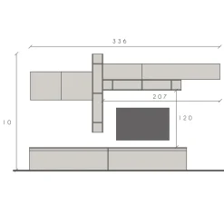 Garnero Arredamenti Parete attrezzata 336x200h cm bianco lucido rovere scuro Sunset 32 Noce - Bianco Lucido Hot