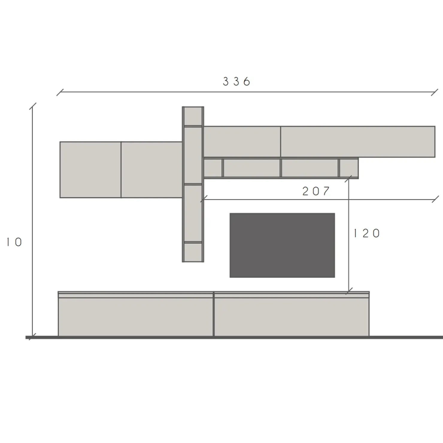 Garnero Arredamenti Parete attrezzata 336x200h cm bianco lucido rovere scuro Sunset 32 Noce - Bianco Lucido Hot