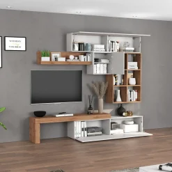 Garnero Arredamenti Parete attrezzata 270x200h cm bianco lucido rovere Block 4 Bianco Lucido - Rovere Online