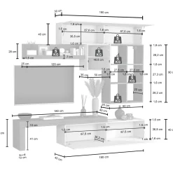 Garnero Arredamenti Parete attrezzata 270x200h cm bianco lucido rovere Block 4 Bianco Lucido - Rovere Online