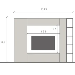 Garnero Arredamenti Parete attrezzata 249x186h cm bianco lucido rovere scuro Sunset 9 Noce - Bianco Lucido