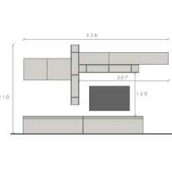 Garnero Arredamenti Parete attrezzata 336x210h cm bianco lucido rovere chiaro Sunset 32 Rovere - Bianco Lucido Discount