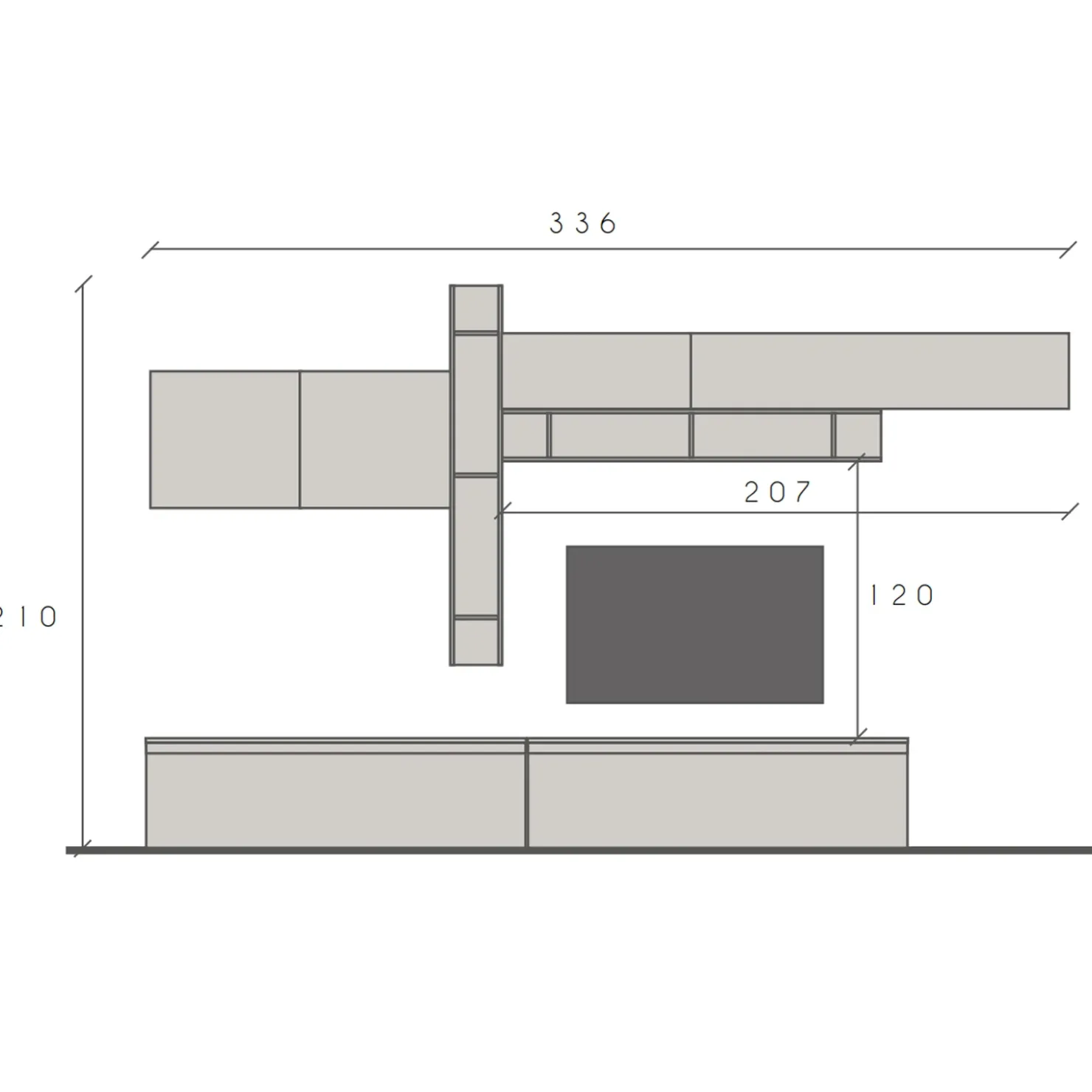 Garnero Arredamenti Parete attrezzata 336x210h cm bianco lucido rovere chiaro Sunset 32 Rovere - Bianco Lucido Discount