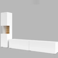 Garnero Arredamenti Parete attrezzata 226x140h cm bianco rovere Fusion 1 Bianco Opaco Sale