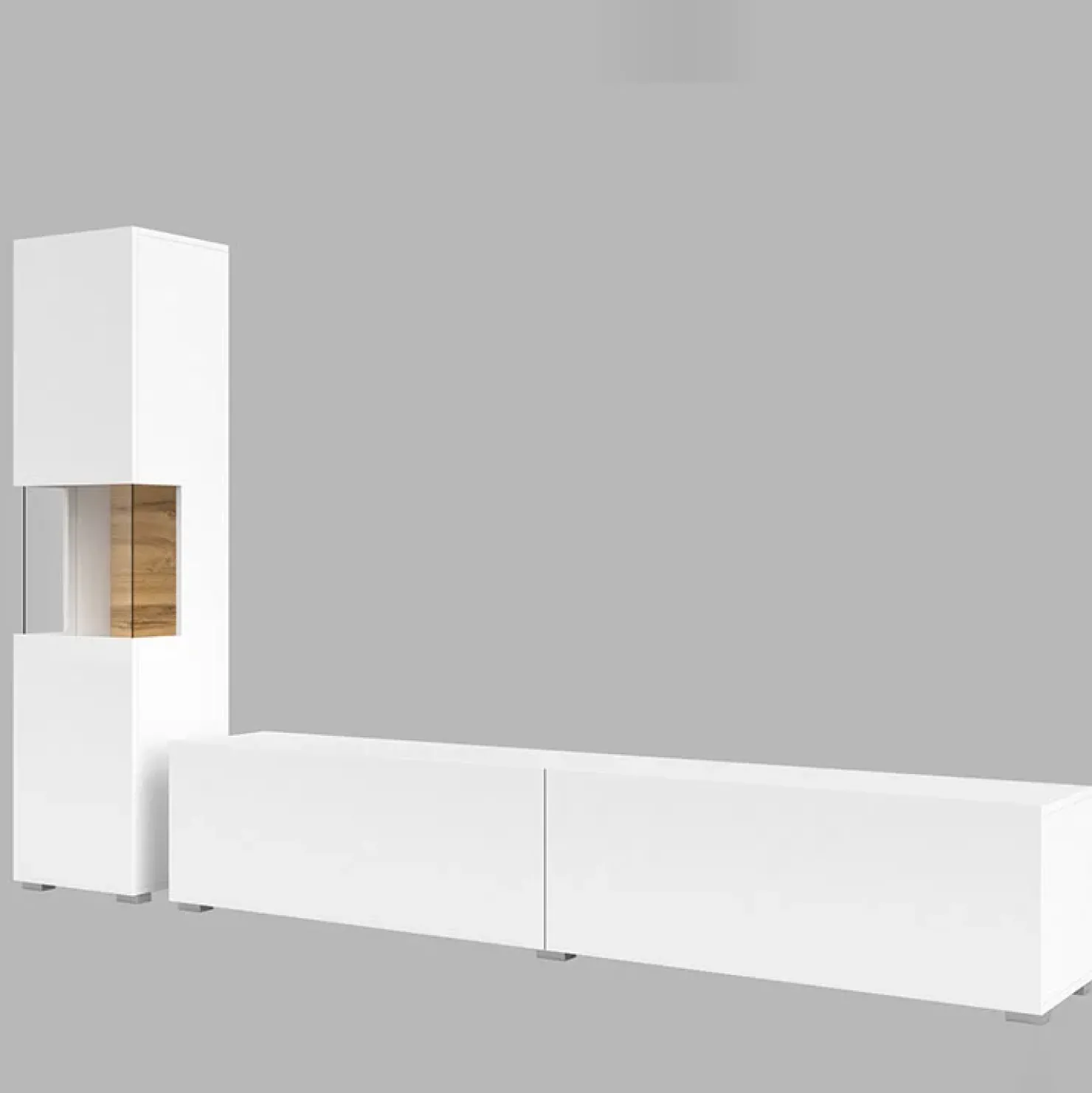 Garnero Arredamenti Parete attrezzata 226x140h cm bianco rovere Fusion 1 Bianco Opaco Sale