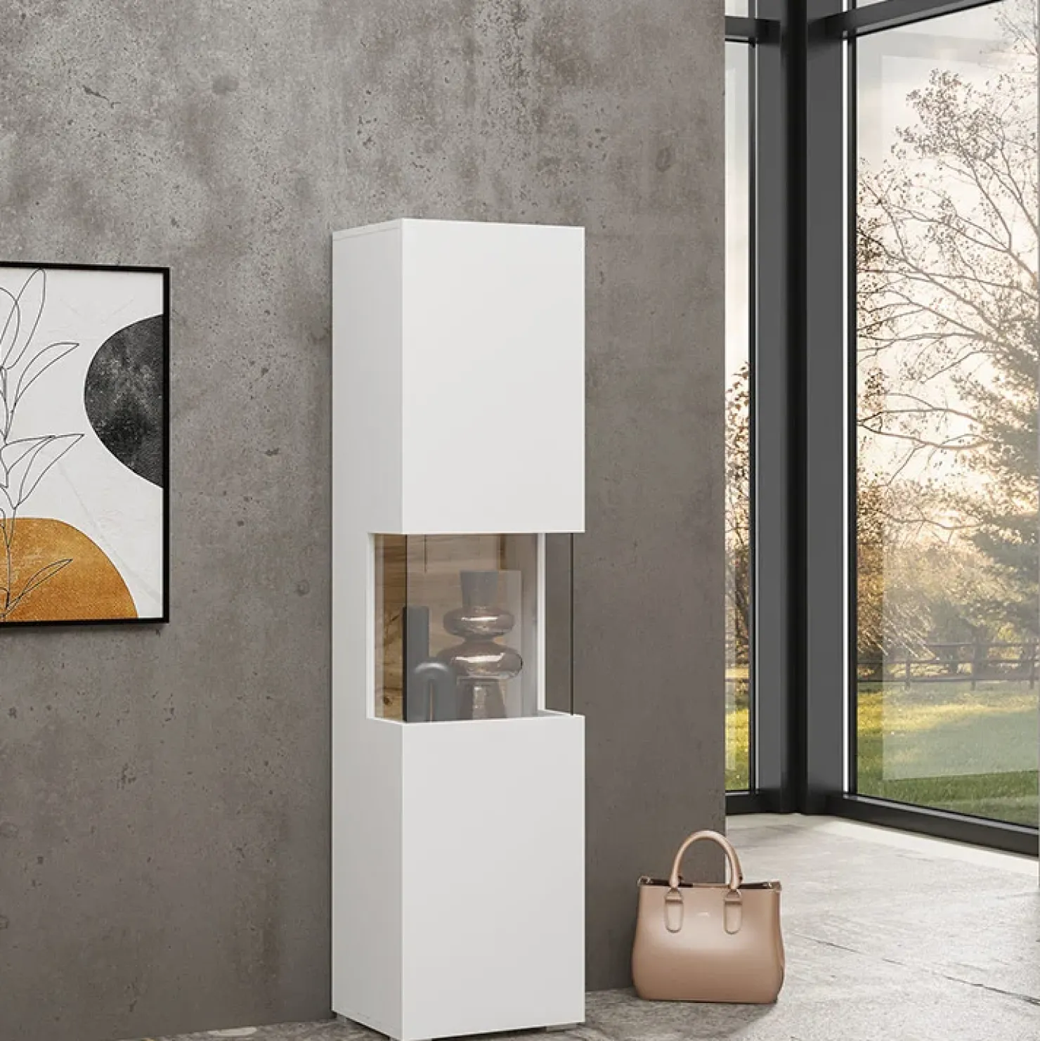 Garnero Arredamenti Parete attrezzata 226x140h cm bianco rovere Fusion 1 Bianco Opaco Sale