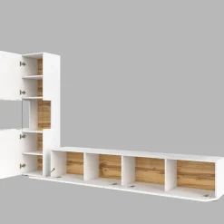 Garnero Arredamenti Parete attrezzata 226x140h cm bianco rovere Fusion 1 Bianco Opaco Sale