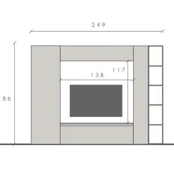 Garnero Arredamenti Parete attrezzata 249x186h cm bianco lucido rovere chiaro Sunset 9 Rovere - Bianco Lucido Outlet