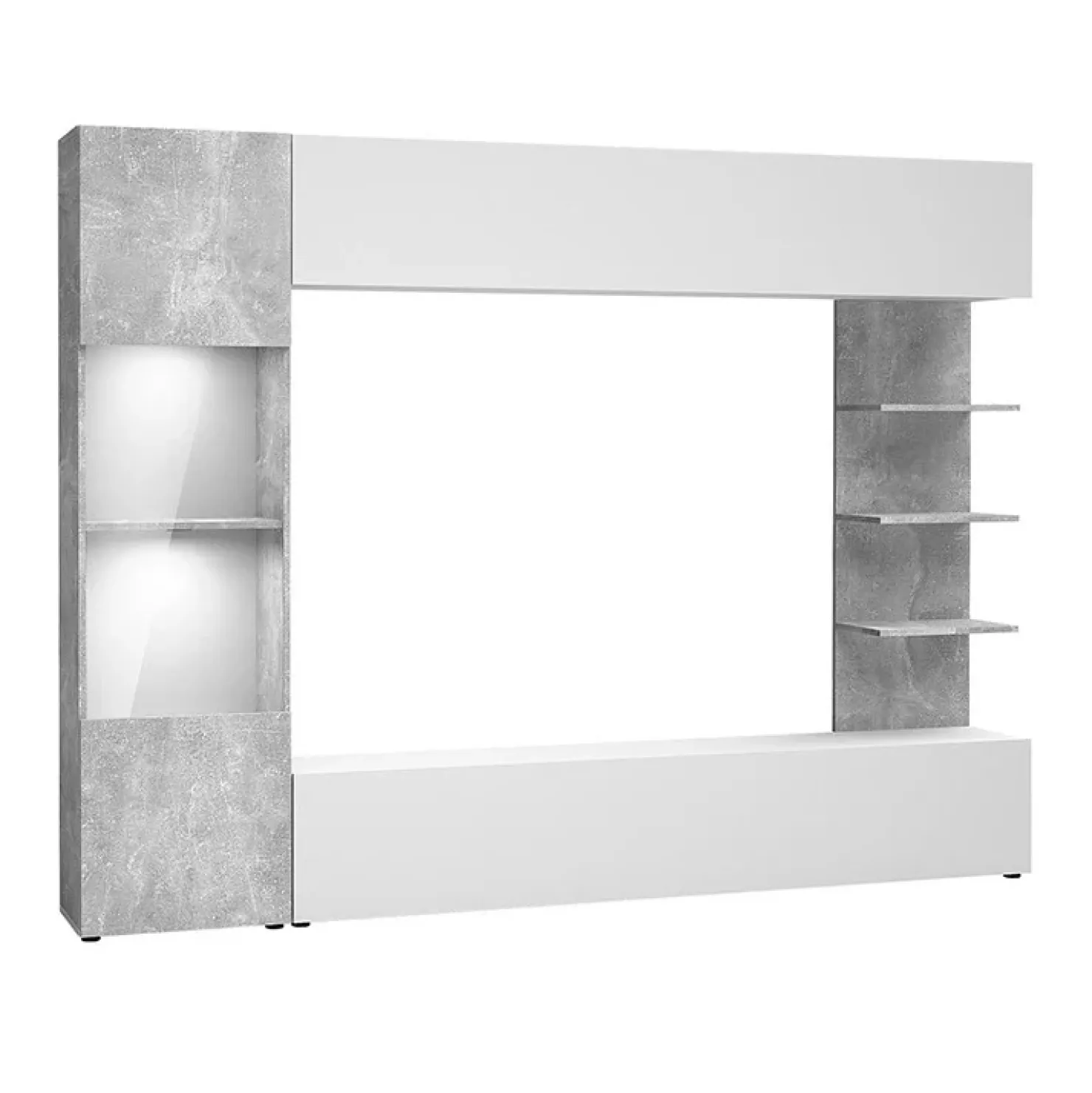Garnero Arredamenti Parete attrezzata 250x187h cm con led bianco cemento Gracia Clearance