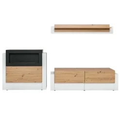 Garnero Arredamenti Parete attrezzata 290x175h cm con biocamino bianco rovere Arcadia Gihome® Discount