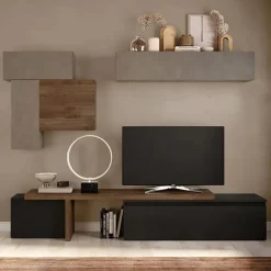 Garnero Arredamenti Parete attrezzata 240x220h cm design tortora ossido rovere Sunset 34 Sale