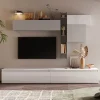 Garnero Arredamenti Parete attrezzata 276x200h cm design moderno grigio bianco lucido Sunset 29 Best