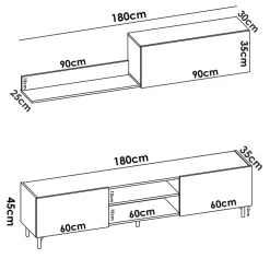 Garnero Arredamenti Parete attrezzata 182x160h cm legno rovere grafite German Outlet