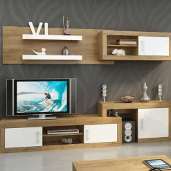 Garnero Arredamenti Parete attrezzata 240x172,5h cm larice bianco lucido Susan Gihome® Rovere - Bianco Lucido Clearance