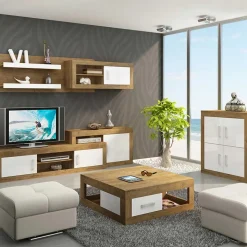 Garnero Arredamenti Parete attrezzata 240x172,5h cm larice bianco lucido Susan Gihome® Rovere - Bianco Lucido Clearance