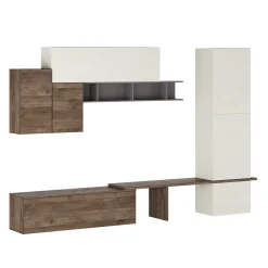 Garnero Arredamenti Parete attrezzata 300x223h cm moderna soggiorno noce bianco Britto New