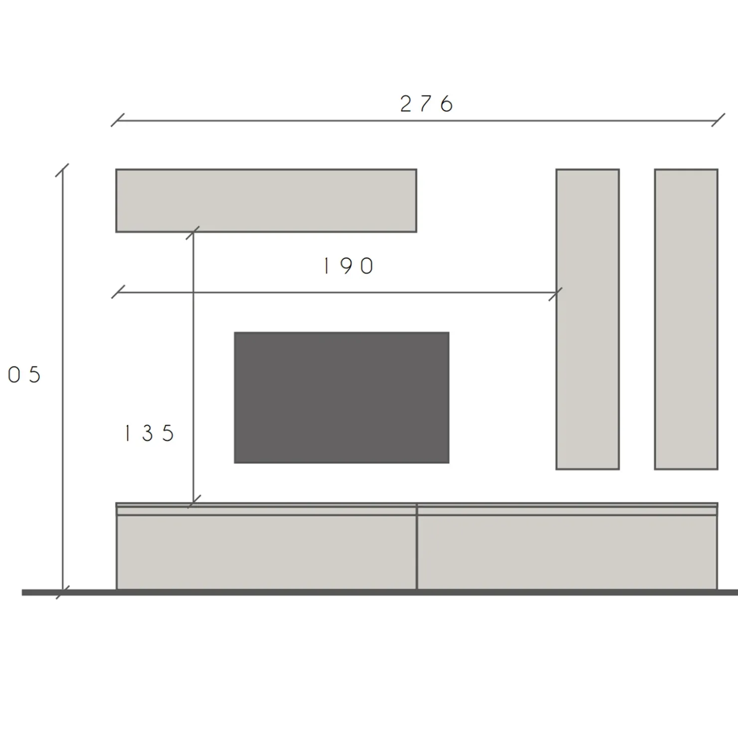 Garnero Arredamenti Parete attrezzata 276x205h cm moderna beige rovere scuro Sunset 80 Discount
