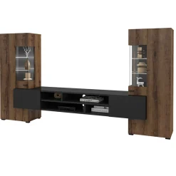 Garnero Arredamenti Parete attrezzata 270x143h cm moderna rovere scuro nero Maserati Rovere Rustico - Nero opaco Outlet