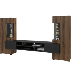 Garnero Arredamenti Parete attrezzata 270x143h cm moderna rovere scuro nero Maserati Rovere Rustico - Nero opaco Outlet