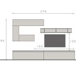 Garnero Arredamenti Parete attrezzata 276x190h cm moderna beige rovere chiaro Sunset 65 Discount
