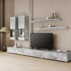 Garnero Arredamenti Parete attrezzata 270x176h cm moderna grigio Emotion Gihome® Cemento Sale