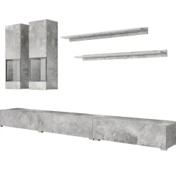 Garnero Arredamenti Parete attrezzata 270x176h cm moderna grigio Emotion Gihome® Cemento Sale