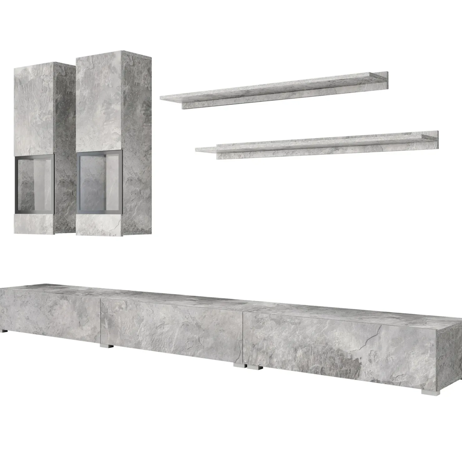 Garnero Arredamenti Parete attrezzata 270x176h cm moderna grigio Emotion Gihome® Cemento Sale