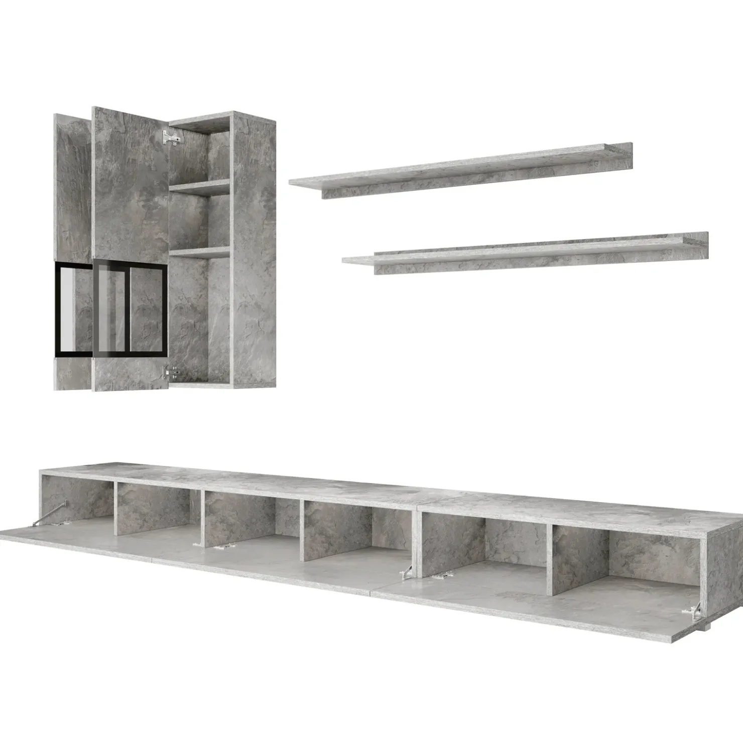 Garnero Arredamenti Parete attrezzata 270x176h cm moderna grigio Emotion Gihome® Cemento Sale