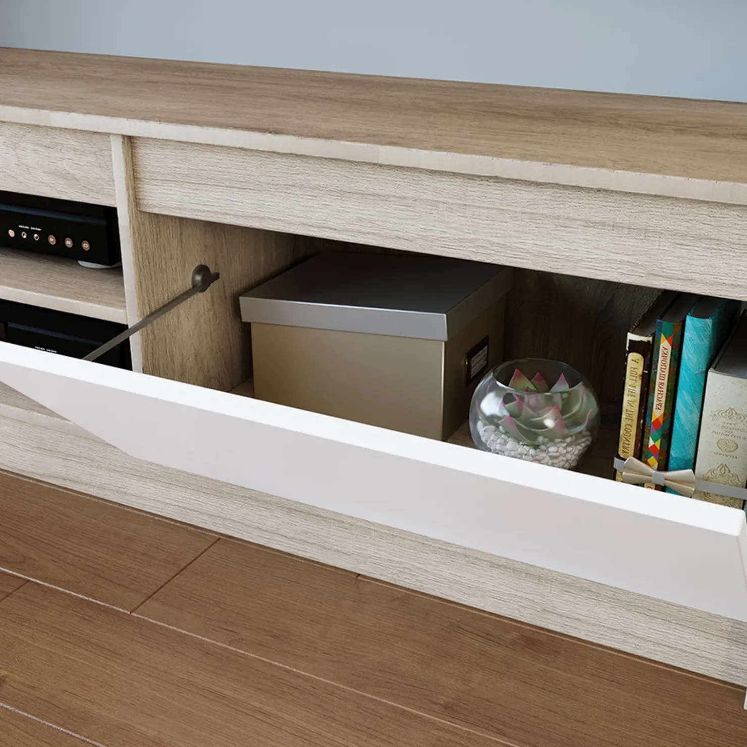 Garnero Arredamenti Parete attrezzata 260x181h cm moderna bianco opaco rovere sonoma Himal Outlet