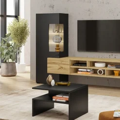 Garnero Arredamenti Parete attrezzata 270x143h cm moderna nero rovere chiaro Maserati Rovere - Nero opaco Hot