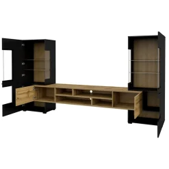 Garnero Arredamenti Parete attrezzata 270x143h cm moderna nero rovere chiaro Maserati Rovere - Nero opaco Hot