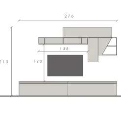 Garnero Arredamenti Parete attrezzata 276x210h cm moderna beige rovere scuro Sunset 73 New