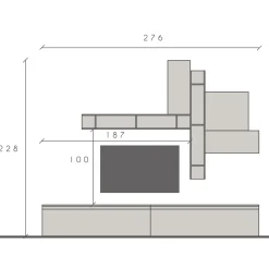 Garnero Arredamenti Parete attrezzata 276x228h cm moderna grigio antracite Sunset 90 Outlet
