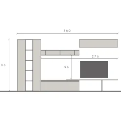 Garnero Arredamenti Parete attrezzata 360x186h cm moderna beige grigio scuro antracite Sunset 88 New