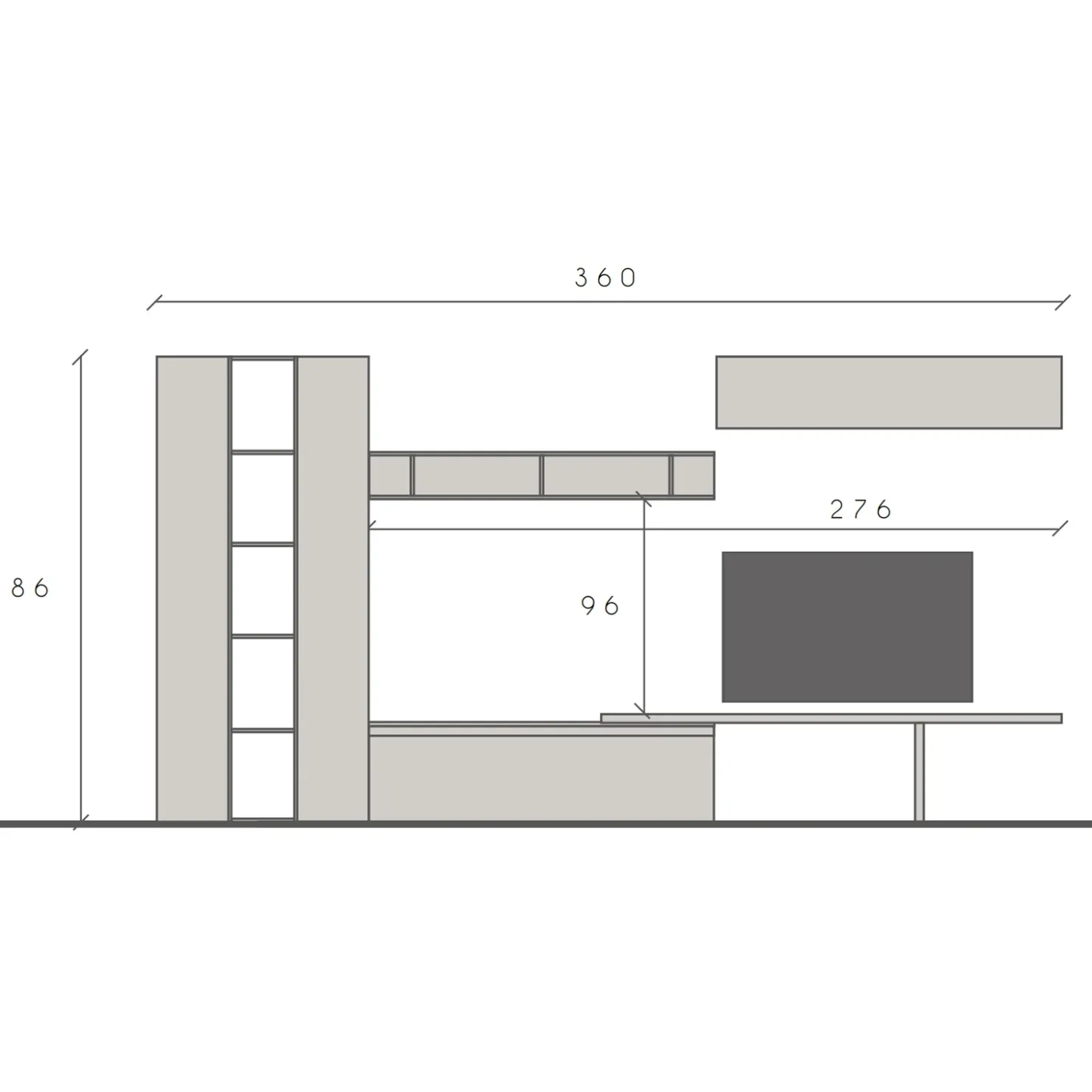 Garnero Arredamenti Parete attrezzata 360x186h cm moderna beige grigio scuro antracite Sunset 88 New