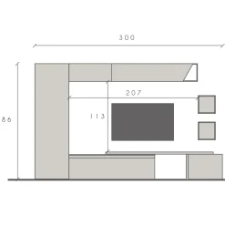 Garnero Arredamenti Parete attrezzata 300x186h cm moderna beige rovere chiaro Sunset 78 Best