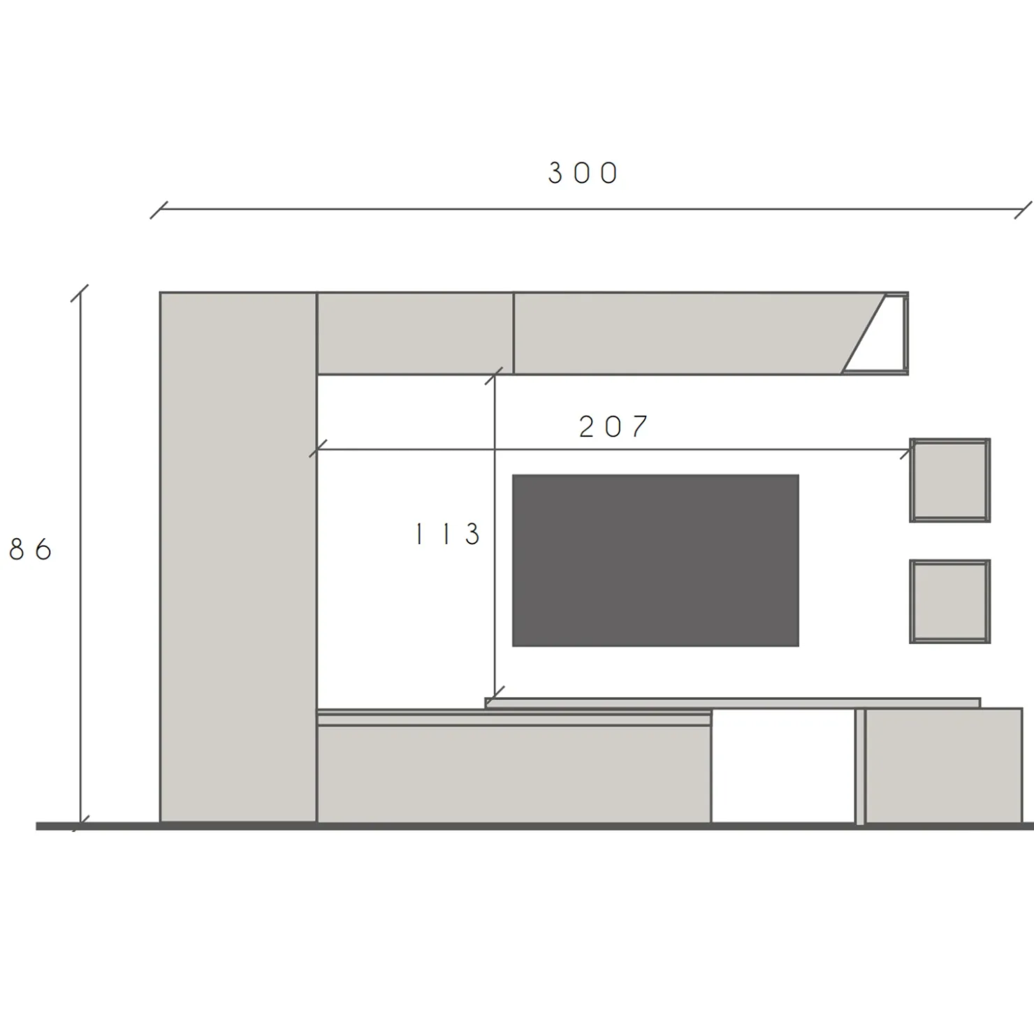Garnero Arredamenti Parete attrezzata 300x186h cm moderna beige rovere chiaro Sunset 78 Best