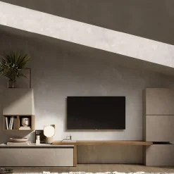 Garnero Arredamenti Parete attrezzata 322x140h cm moderna tortora rovere scuro Sunset 18 Tortora - Noce Online