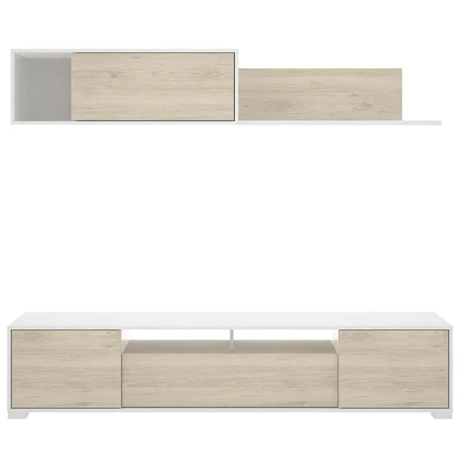 Garnero Arredamenti Parete attrezzata 200x140h cm moderna rovere bianco lucido Isador Bianco Lucido - Rovere Sale