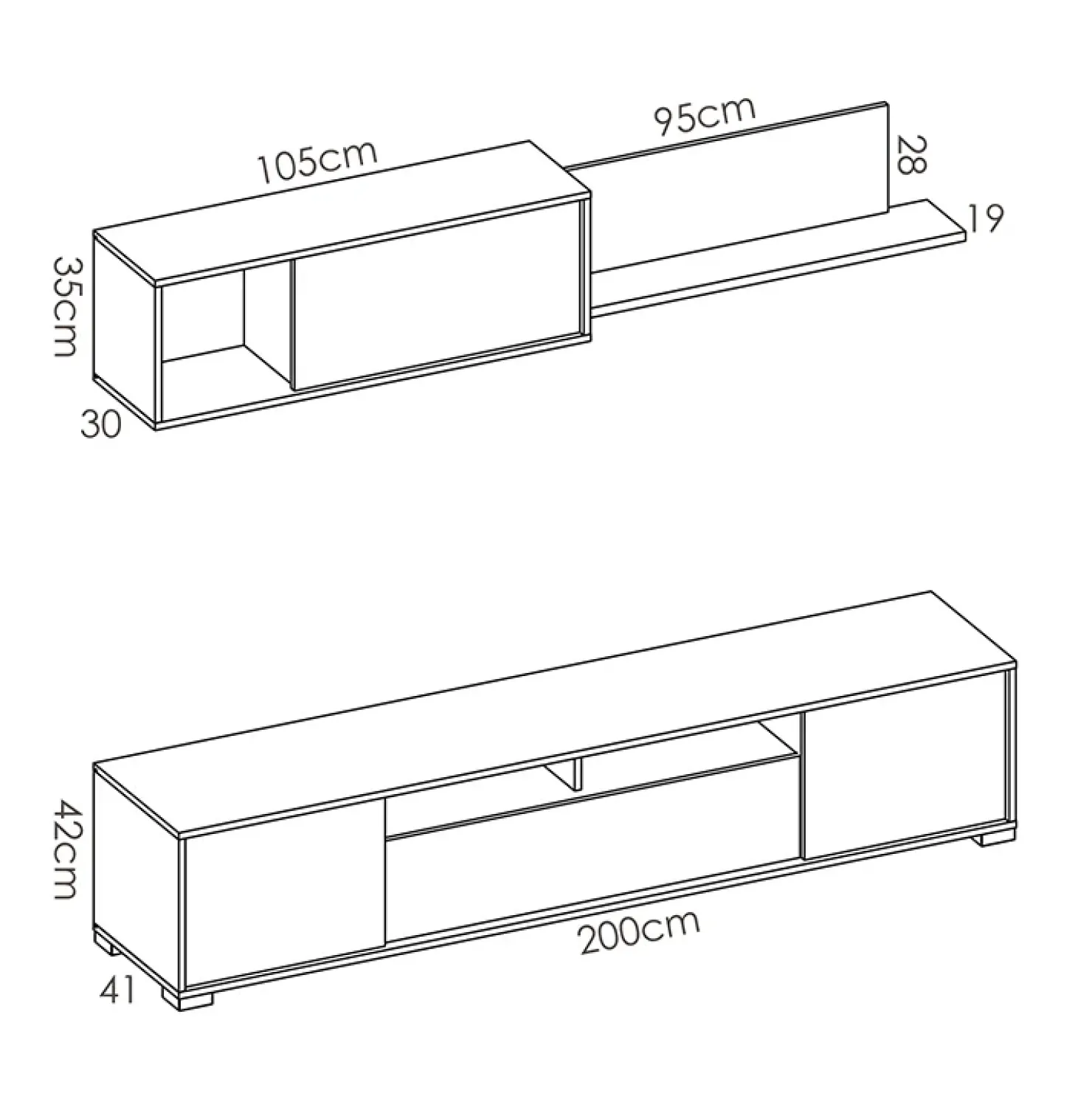 Garnero Arredamenti Parete attrezzata 200x140h cm moderna rovere bianco lucido Isador Bianco Lucido - Rovere Sale