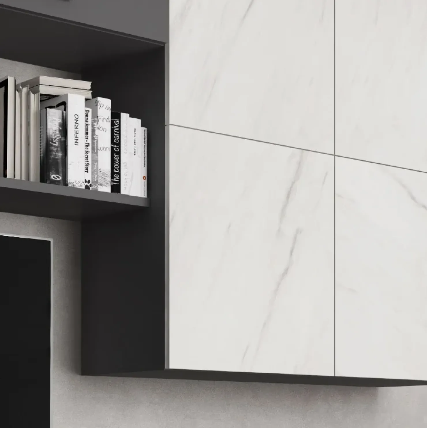 Garnero Arredamenti Parete attrezzata 268x209h cm moderna bianco marmo grafite Power Clearance