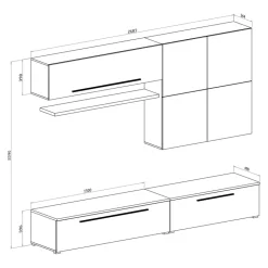 Garnero Arredamenti Parete attrezzata 268x209h cm moderna bianco marmo grafite Power Clearance