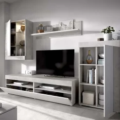 Garnero Arredamenti Parete attrezzata 254x294h cm moderna bianco opaco cemento Freddy Hot